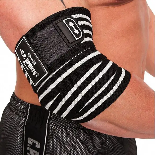 C.P. SPORTS Elbow Wraps Pro, Black/White 3 C.P. SPORTS Elbow Wraps Pro, Black/White