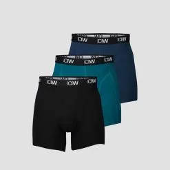 ICANIWILL Boxer 3-Pack, Black/Teal
