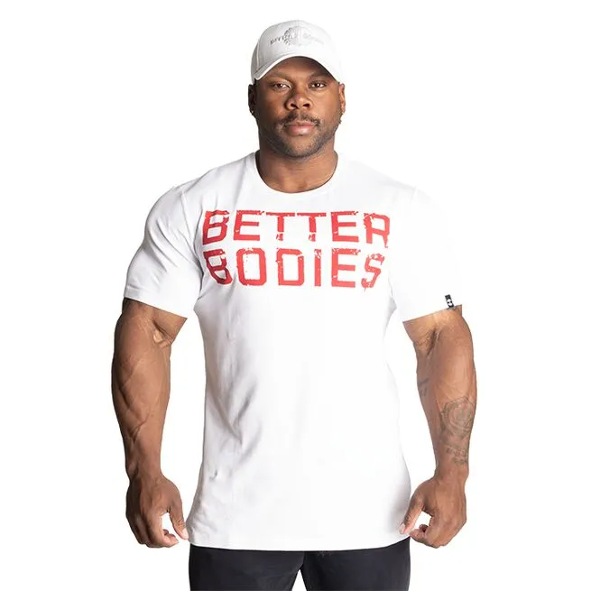 Better Bodies Basic Tapered Tee, White/Red 3 Better Bodies Basic Tapered Tee, White/Red