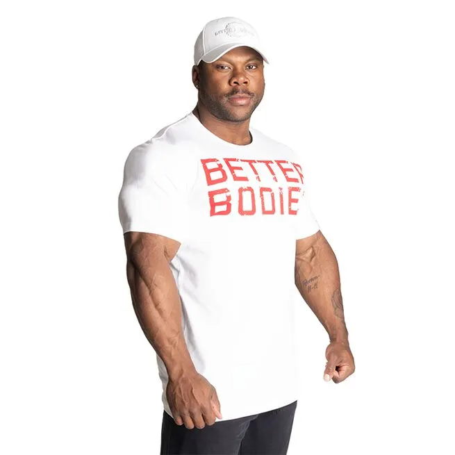 Better Bodies Basic Tapered Tee, White/Red 4 Better Bodies Basic Tapered Tee, White/Red - Billede 2