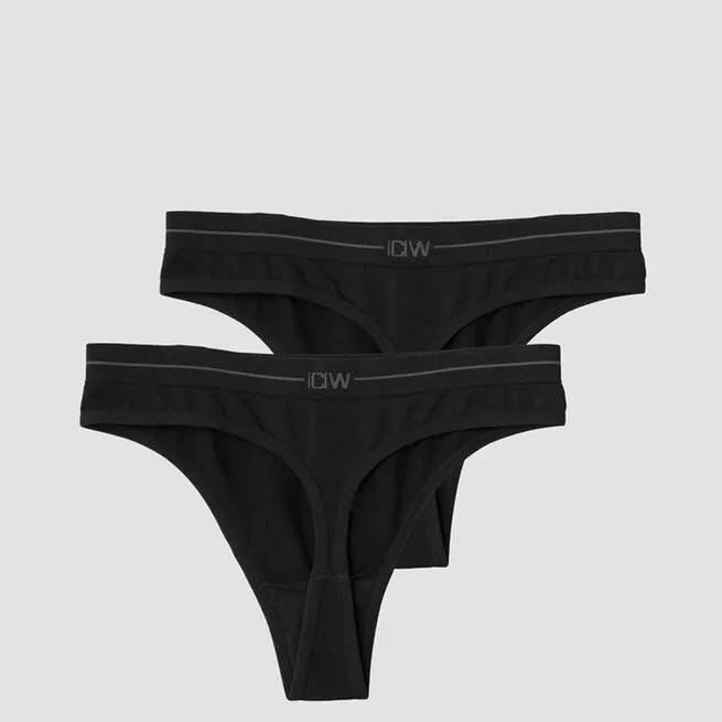 ICANIWILL Everyday Seamless Thong 2-pack, Black 4 ICANIWILL Everyday Seamless Thong 2-pack, Black - Billede 2