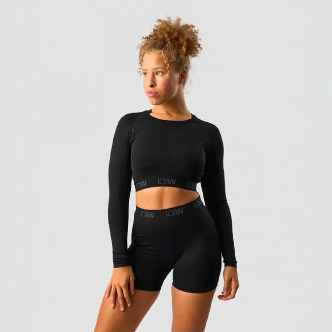 ICANIWILL Define Seamless Long Sleeve Crop Top, Black 3 ICANIWILL Define Seamless Long Sleeve Crop Top, Black