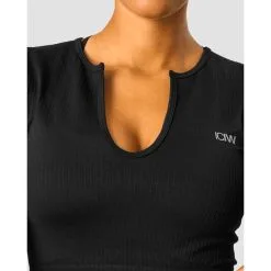 ICANIWILL Ribbed Define Seamless Cropped Long Sleeve, Black 9 ICANIWILL Ribbed Define Seamless Cropped Long Sleeve, Black -Udstyr og tilbehør butik 13054 001R ICIW Ribbed Define Seamless Cropped Long Sleeve Black 03 aug22