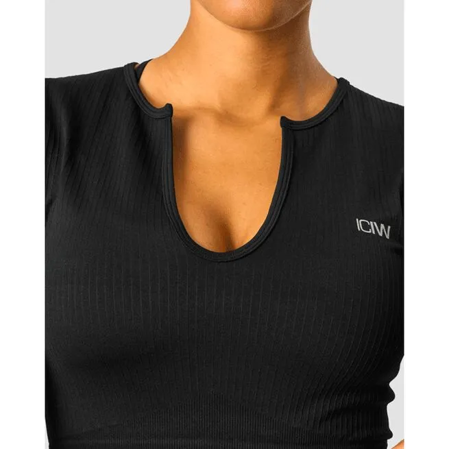 ICANIWILL Ribbed Define Seamless Cropped Long Sleeve, Black 5 ICANIWILL Ribbed Define Seamless Cropped Long Sleeve, Black - Billede 3