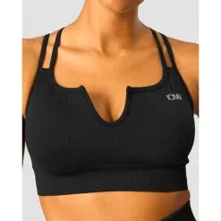 ICANIWILL Ribbed Define Seamless Strappy Bra, Black -Udstyr og tilbehør butik 13057 001R ICIW Ribbed Define Seamless Strappy Bra Black 03 aug22