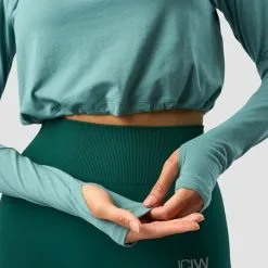 ICANIWILL Define Cropped 1/4 Zip Adjustable, Mineral Green -Udstyr og tilbehør butik 13109 278R ICANIWILL Define Cropped 1 4 Zip Adjustable Mineral Green 05 0922
