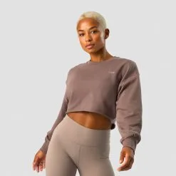 ICANIWILL Nimble Cropped Crewneck, Dusty Brown