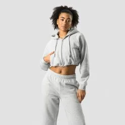 ICANIWILL Everyday Cropped Hoodie Wmn, Light Grey Melange