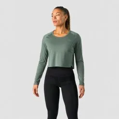 ICANIWILL Stride Cropped Long Sleeve, Sea Green