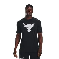 UA Project Rock Brahma Bull SS, Blue Mirage -Udstyr og tilbehør butik 1361733 003R UA Project Rock Brahma Bull SS Black 01 jan23