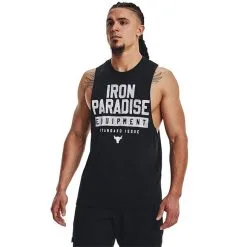 UA Project Rock Iron Muscle Tank, Black -Udstyr og tilbehør butik 1377290 001R UA ProjectRock Iron Muscle Tank Black 0123 1 2