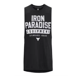 UA Project Rock Iron Muscle Tank Blue Mirage -Udstyr og tilbehør butik 1377290 001R UA ProjectRock Iron Muscle Tank Black 0123 2
