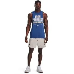 UA Project Rock Iron Muscle Tank Blue Mirage -Udstyr og tilbehør butik 1377290 471R UA Project Rock Iron Muscle Tank Blue Mirage 0123 2