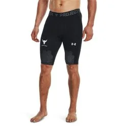 UA Project Rock Armour Print Legging Shorts Black