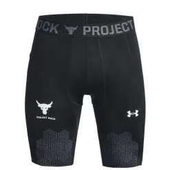 UA Project Rock Armour Print Legging Shorts Black -Udstyr og tilbehør butik 1378582 001R UA Project Rock Armour Print Legging Shorts Black 04 jan23