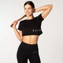 Relode Mercy Cropped T-shirt, Black -Udstyr og tilbehør butik 1687 25R Relode Mercy Cropped T shirt Black 04 0922