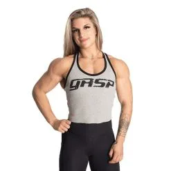 GASP Rib Crop T-Back, Light Grey Melange