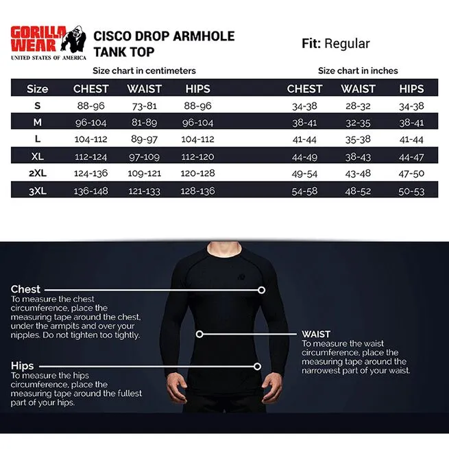Gorilla Wear Cisco Drop Armhole Tank Top, Black/White 7 Gorilla Wear Cisco Drop Armhole Tank Top, Black/White - Billede 5