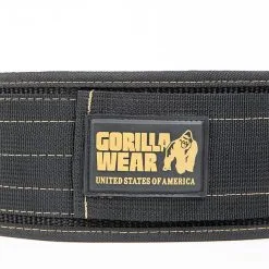 Gorilla Wear Gear 4 Inch Nylon Belt, Black/gold -Udstyr og tilbehør butik 991399221R Gorilla Wear 4 Inch Nylon Belt black gold 03 0522