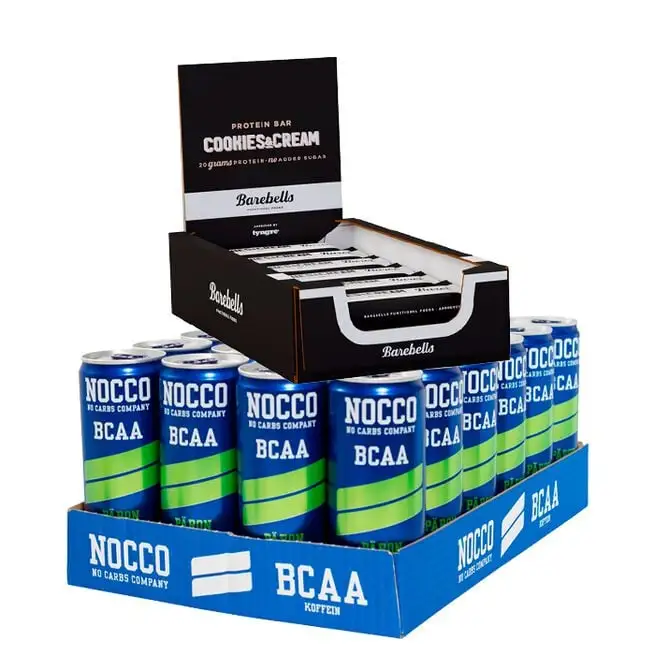 24 X NOCCO, 330 Ml + 12 X Barebells Protein Bar, 55 G 3 24 X NOCCO, 330 Ml + 12 X Barebells Protein Bar, 55 G