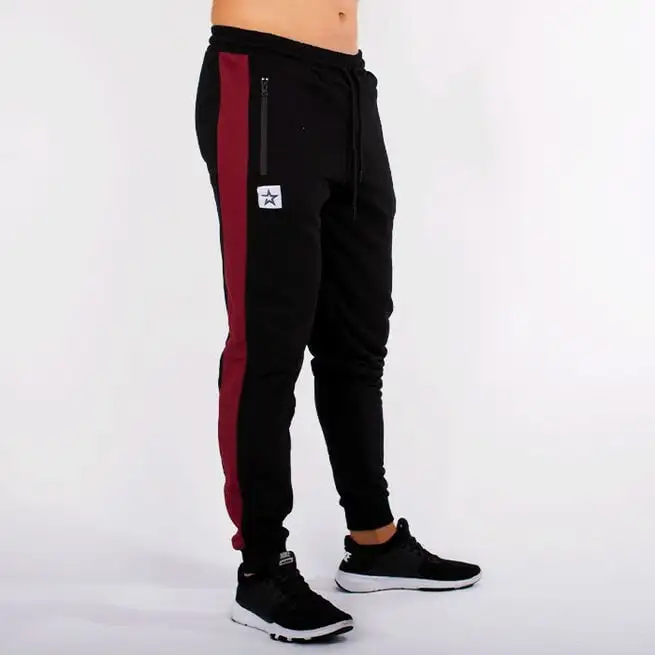 Star Nutrition Gear Star Gym Joggers, Black/Maroon 3 Star Nutrition Gear Star Gym Joggers, Black/Maroon