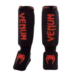 Venum Kontact Shin Guards, Black/Red